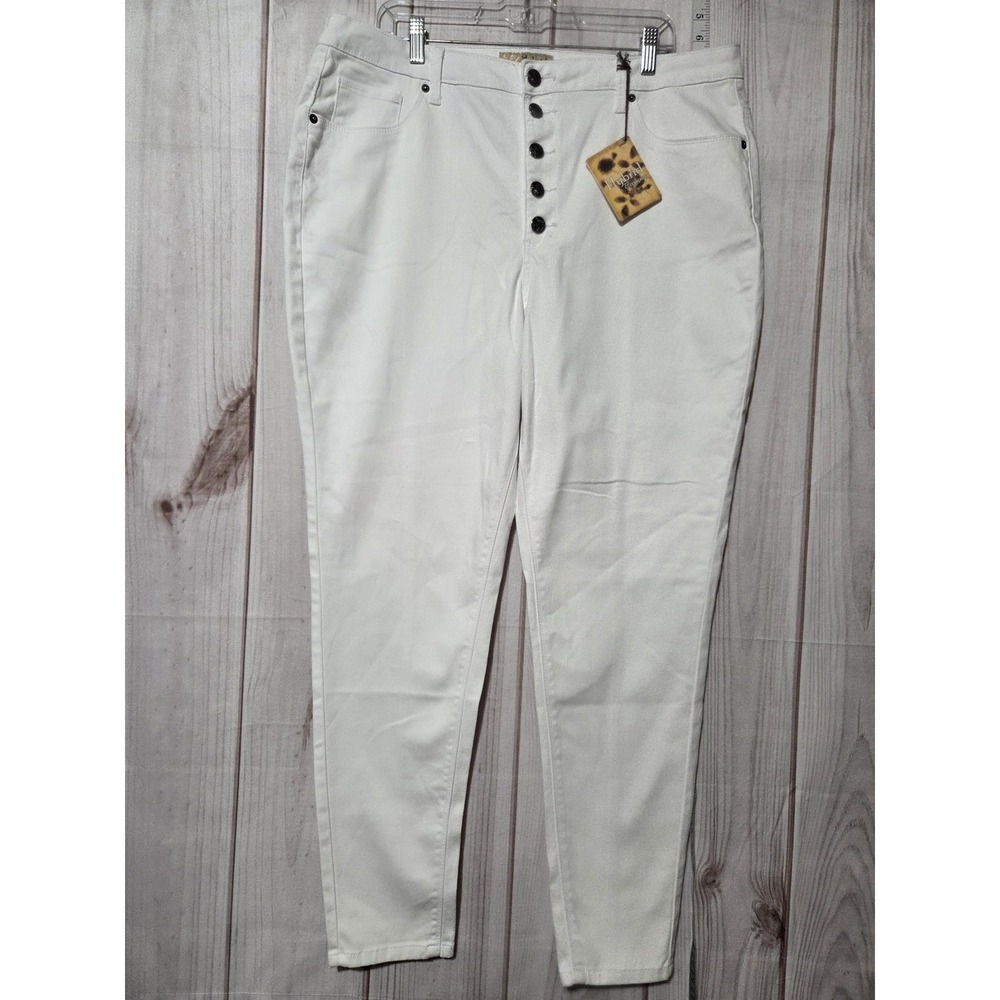 Hybrid & Company Pants Womens 20 White High‎ Rise Button Fly Skinny Stretch